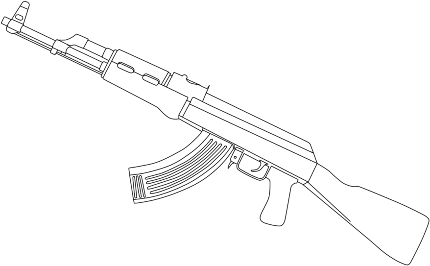 Ak 47 Drawing Png - Ak 47 White Png (900x600), Png Download
