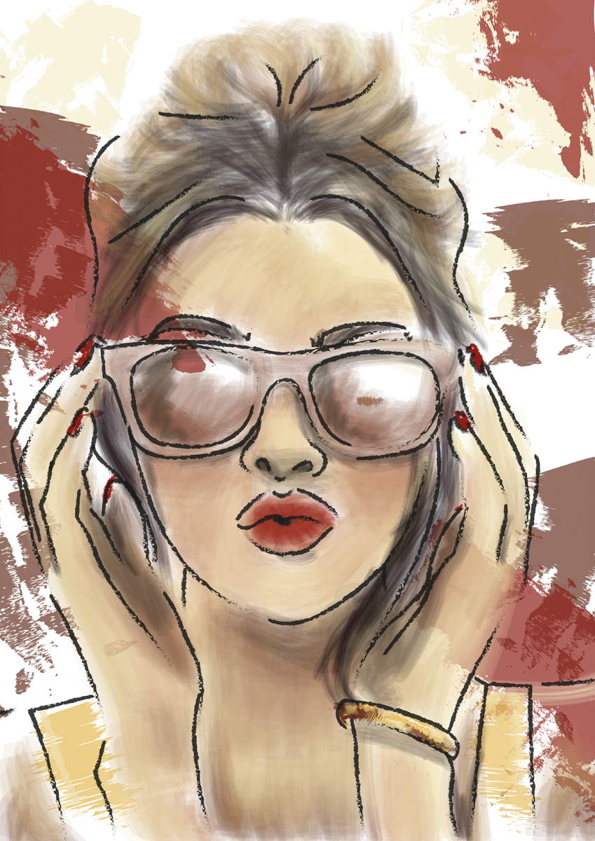 Mvo6r Gangadiens Illustrator Brushportret - Watercolor Paint (849x1200), Png Download