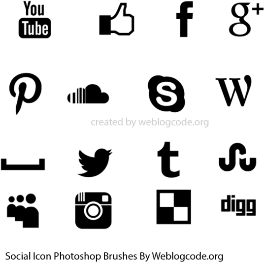 Social Media Icons Photoshop Brushes - Photoshop Social Media Icon Brush (600x590), Png Download