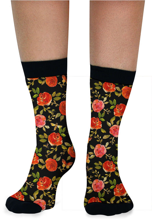 Meia Dark Flowers - Meia Flamingo (800x800), Png Download