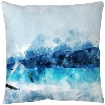 Sand Beach At The Island, Blue Water In The Sea, Digital - Painting (400x400), Png Download