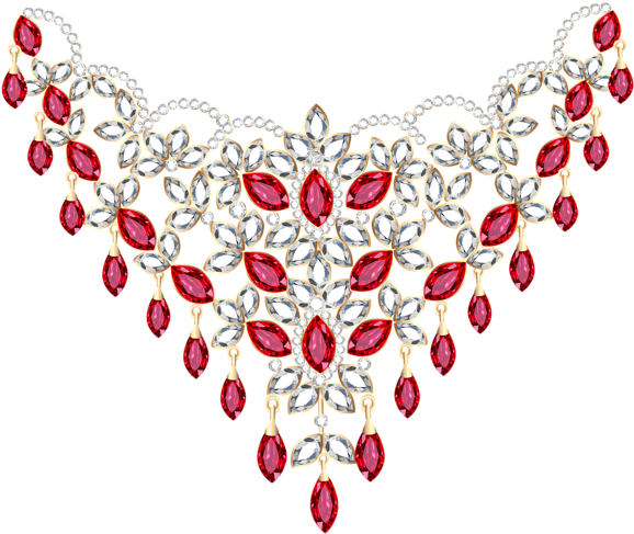 Transparent Diamond And Ruby Necklace Png Clipart - Transparent Background Necklace Clipart (600x497), Png Download