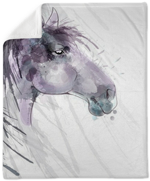Horse Head Watercolor Painting Plush Blanket • Pixers® - Naklejki Na Ścianę Konie (400x400), Png Download