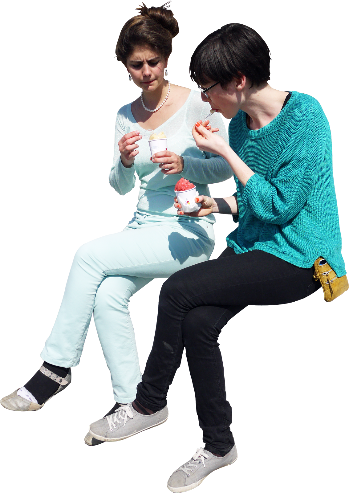 Pessoas Recortadas Aplicação Em Layout - People Sitting And Eating (354x500), Png Download