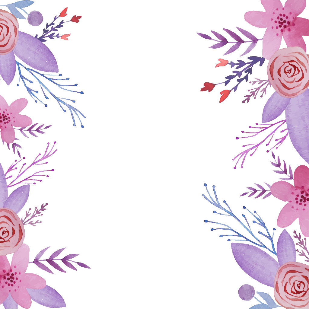 Este Fondos Es Hermosa Acuarela Corona De Flores Pintado - Purple Flowers Background Png (1024x1024), Png Download