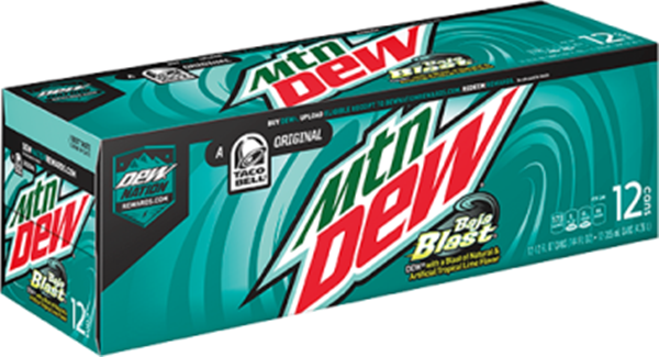 Mountain Dew Baja Blast 12 Pack - Mountain Dew Baja Blast Lime Soda 12-12 Fl. Oz. Cans (600x325), Png Download