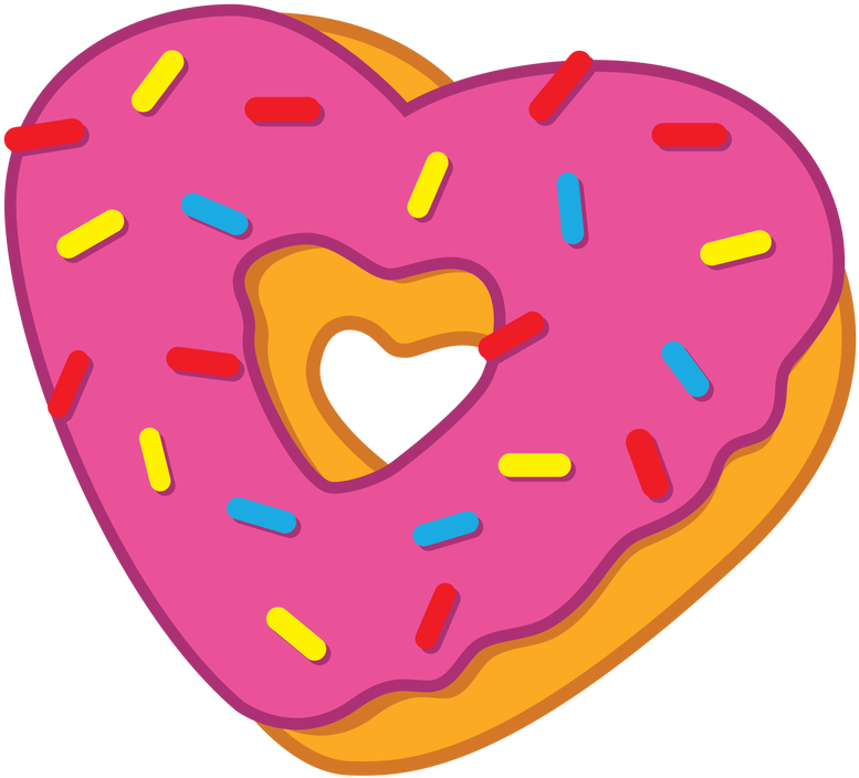 Heart Clipart Donut - Heart Doughnut Cartoon (800x800), Png Download