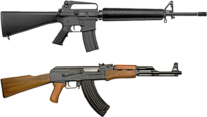 M16 And Ak-47 Comparison - M16a1 And Ak 47 (800x450), Png Download