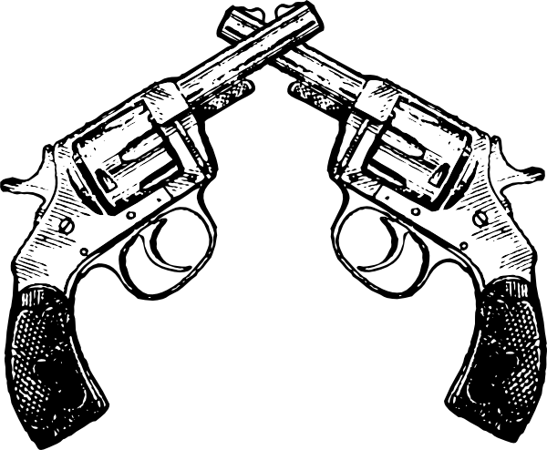 Pistol Tattoo Drawing - Pistols Clip Art (600x494), Png Download