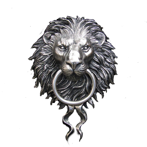 Nickel Plated Lion Head - Door Knocker (570x570), Png Download