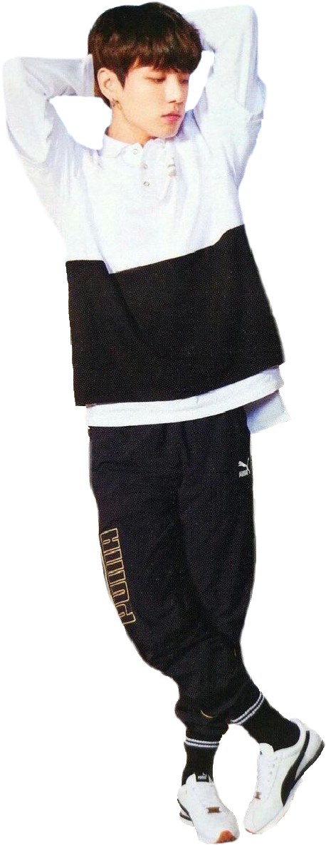 Puma Sticker Bts Kpop Clip Art Black And White - Jungkook Png (812x1186), Png Download