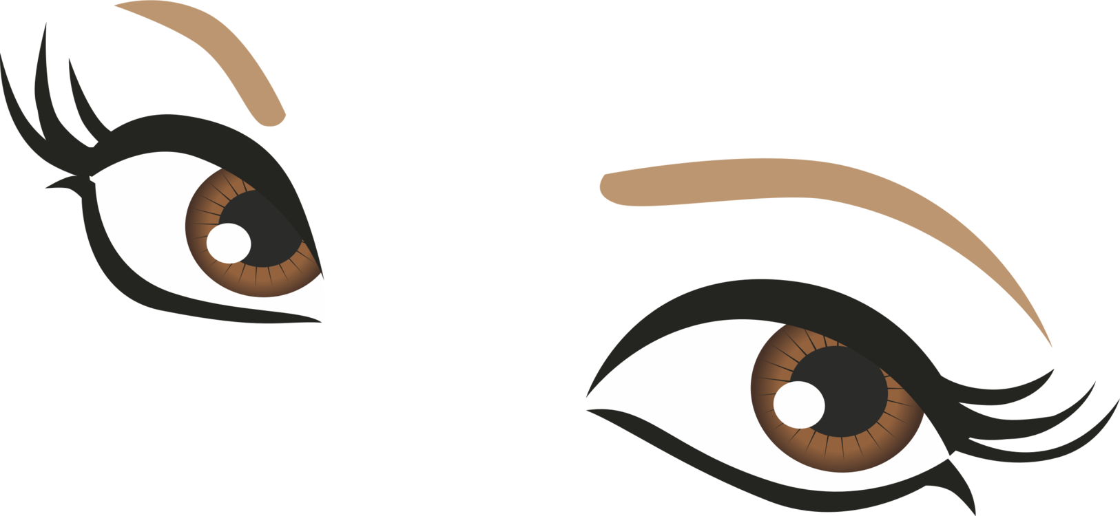 Eyelash Color Cosmetics Drawing - Drawn Eyes Cartoon Png (1626x750), Png Download