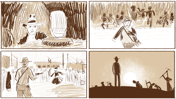 Compositional Study From Raiders Of The Lost Ark - Composition Study Drawing (600x338), Png Download