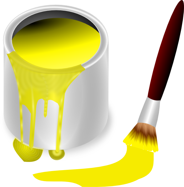 Yellow Paint With Paint Brush Svg Clip Arts 588 X 598 (588x598), Png Download