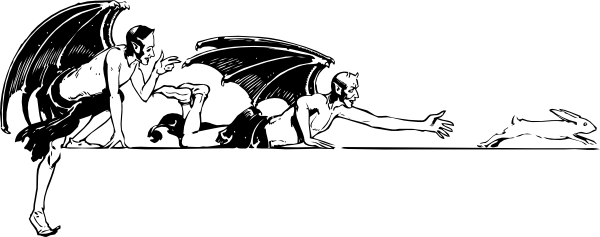 Free Vector Devils And Rabbit Clip Art (600x237), Png Download