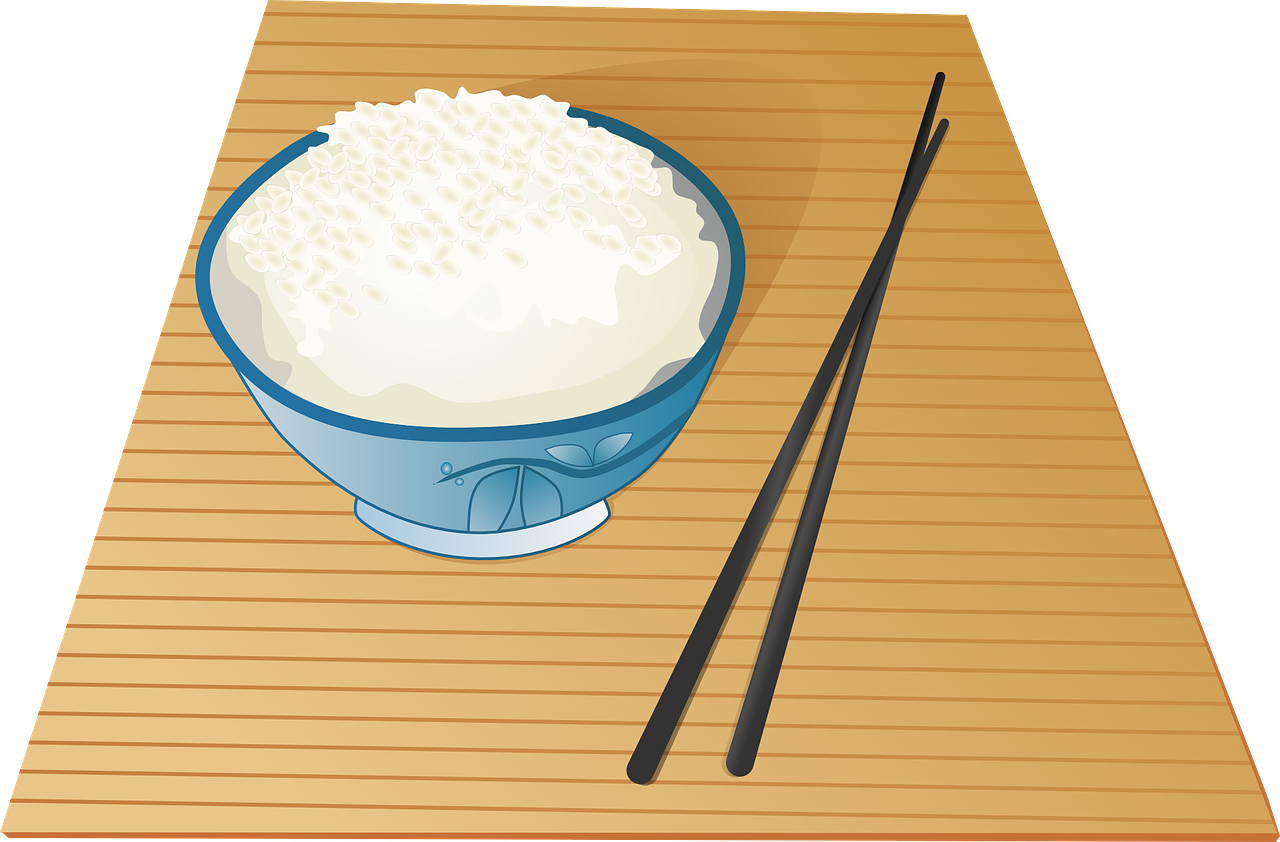 Chopsticks Rice Sticky Rice Food Asia Chin - Cooked Rice Vector Png (516x340), Png Download