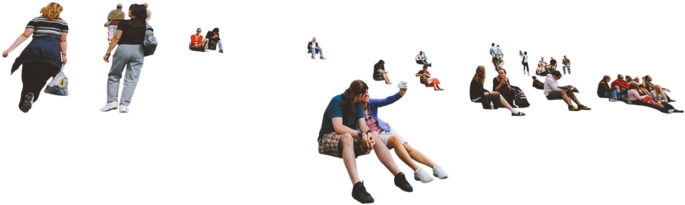 Png Images - People Sitting On Steps Png (750x270), Png Download