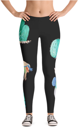 Boho Watercolor Llama & Cactus Print - Thought Control Art Leggings (480x480), Png Download