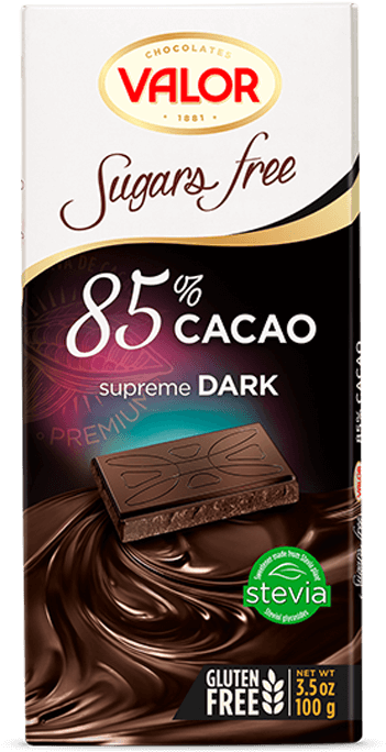85% Dark Chocolate Sugar Free - Chocolate Negro 0% Azúcares (1000x759), Png Download