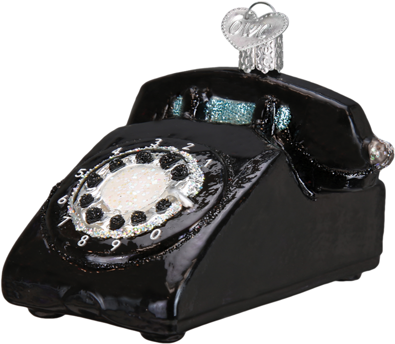 Old World Christmas Black Rotary Phone Retro Christmas (950x950), Png Download