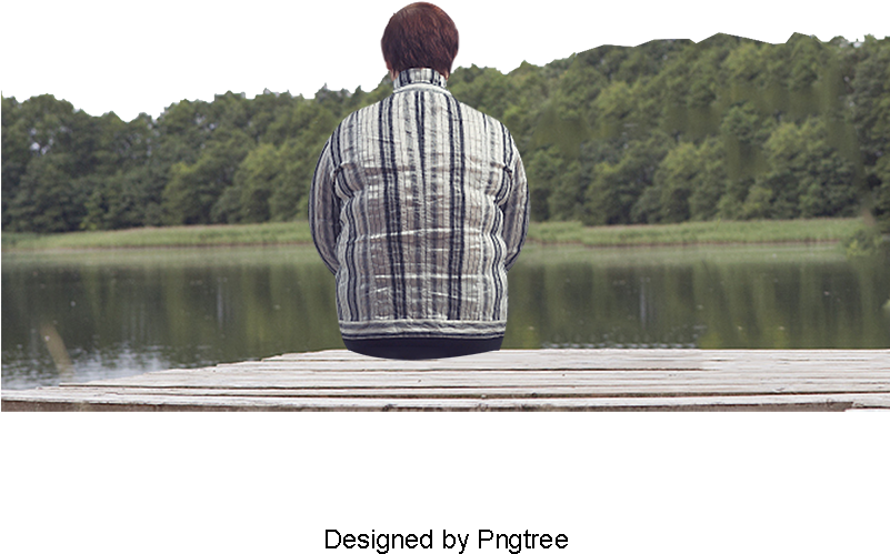 Old Man Back,seated,lake,forest, Man Clipart, Old Man - Portable Network Graphics (360x360), Png Download