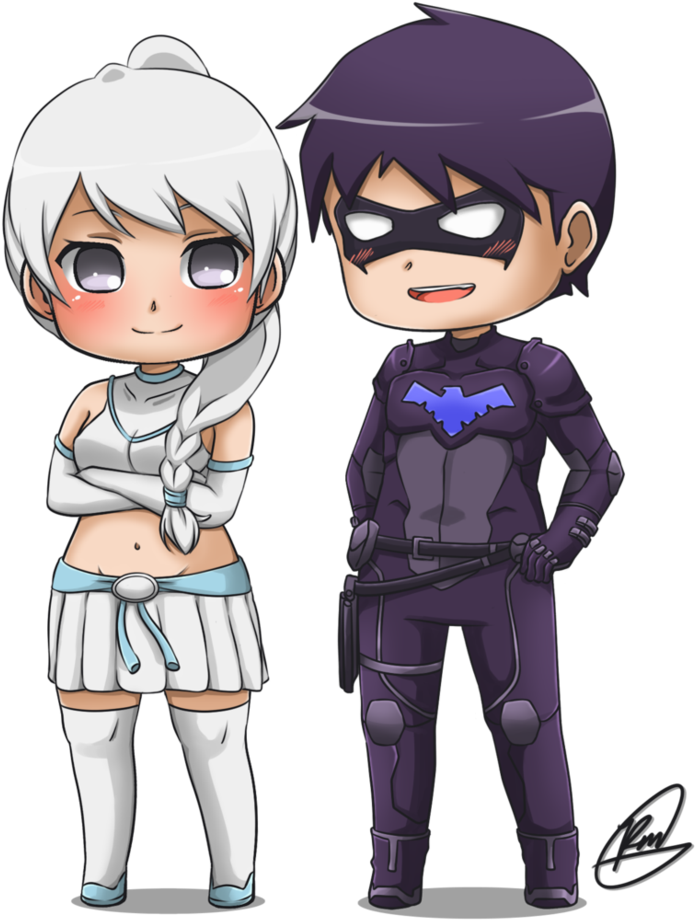 Spell And Nightwing By Orangey12 On Deviantart - Anime Nightwing And Spell (828x966), Png Download