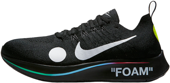 Nike X Off White Zoom Fly Mercurial - Nike Off White Zoom Fly Black (600x363), Png Download