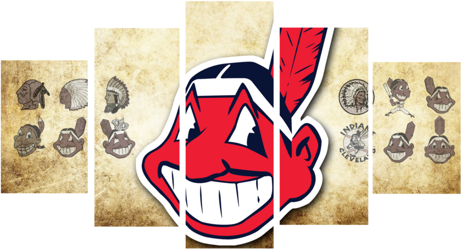 Hd Printed Cleveland Indians Logo 5 Pieces Canvas - Cleveland Indians 8 Inch Logo Magnets (f) (1024x641), Png Download