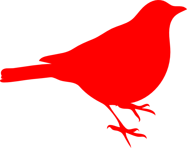 Red Bird Silhouette Png (600x474), Png Download