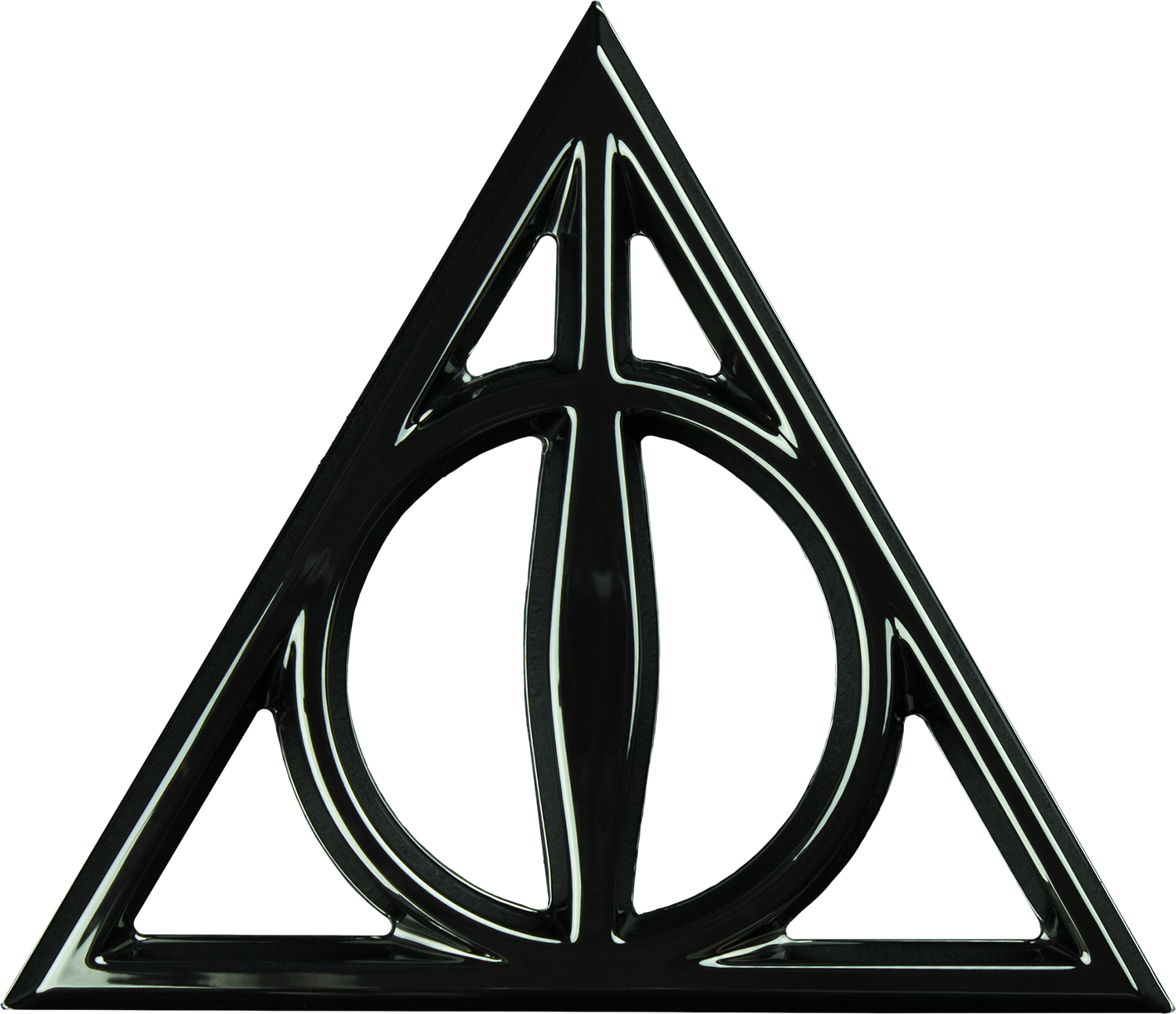 Deathly Hallows 3d Black Chrome Premium Emblem - Harry Potter Deathly Hallows Png (1500x1293), Png Download