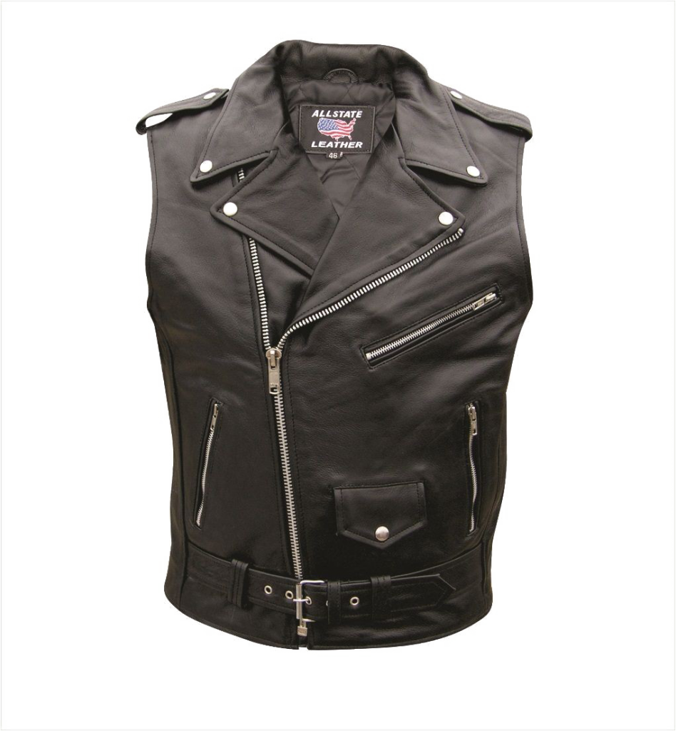 Motorcycle Leather Jacket Transparent Image - Sleeveless Leather Jacket (948x1024), Png Download