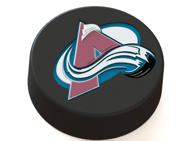 3d Printed Colorado Avalanche Logo On Ice Hockey Puck - Colorado Avalanche (640x480), Png Download