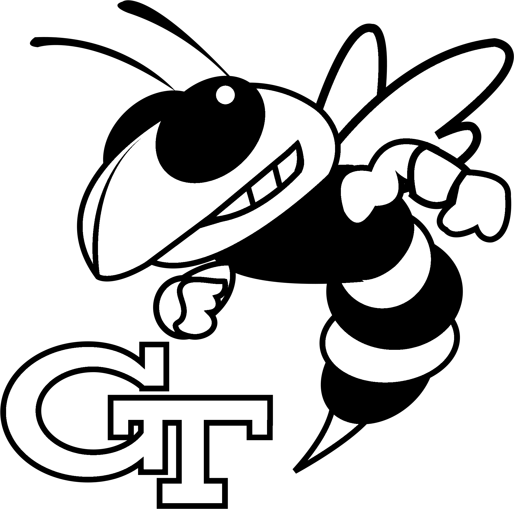 Georgia Tech Yellow Jackets Logo Black And White - Georgia Tech Logo Black And White (2400x2400), Png Download