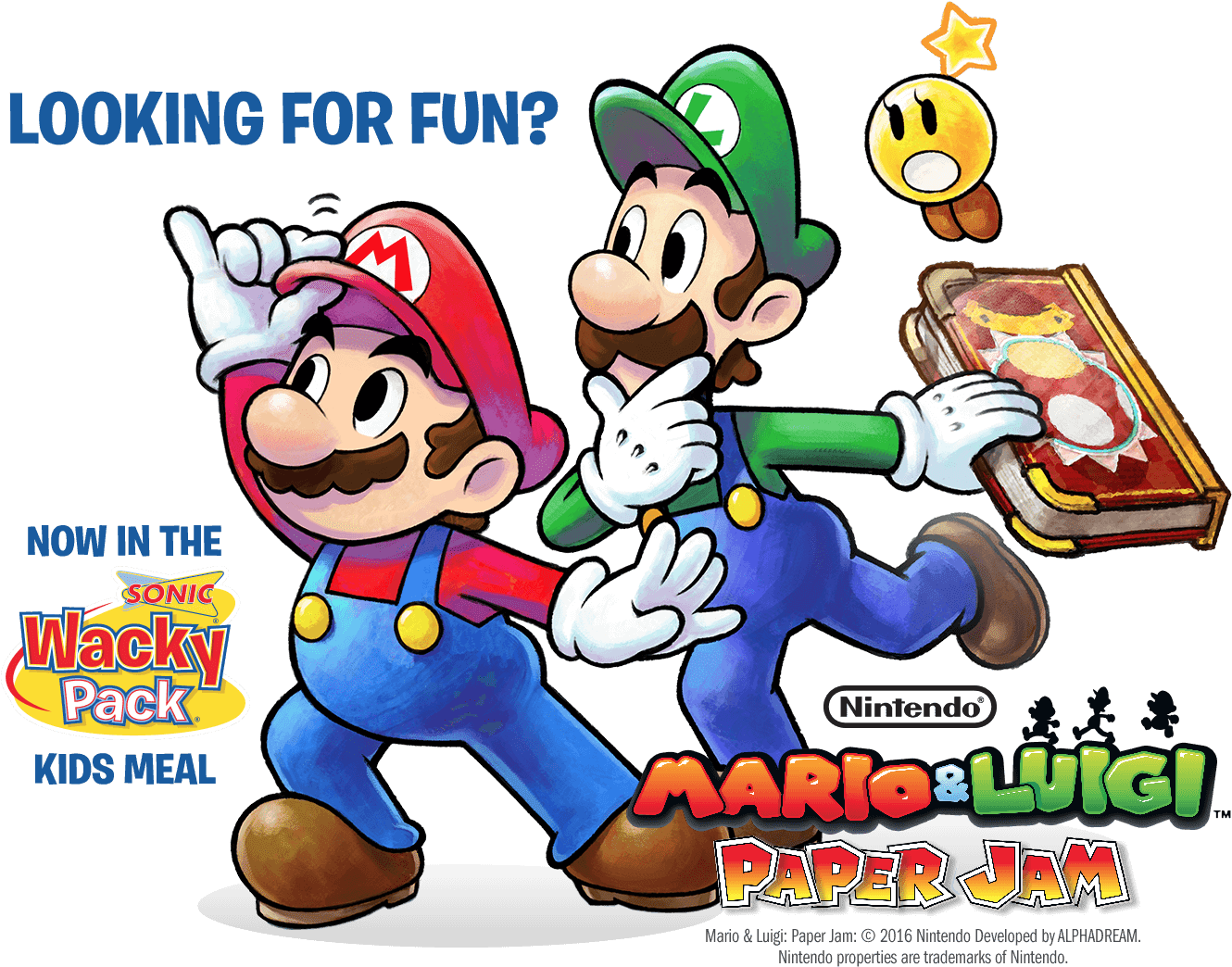 #nintendo Partners With Drive-in Chain #sonic - Mario & Luigi Paper Jam Bros. (nintendo 3ds) (1600x1070), Png Download