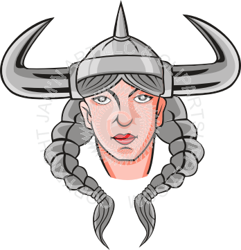 Viking Woman With Braids Vector Royalty Free - Illustration (348x361), Png Download