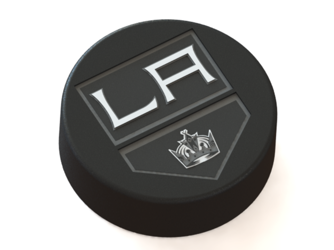 Los Angeles Kings Logo On Ice Hockey Puck 3d Print - Los Angeles Kings Puck (667x500), Png Download