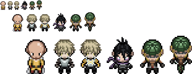 One Punch Man Overworld Sprites By Lucky - Perler One Punch Man (683x281), Png Download