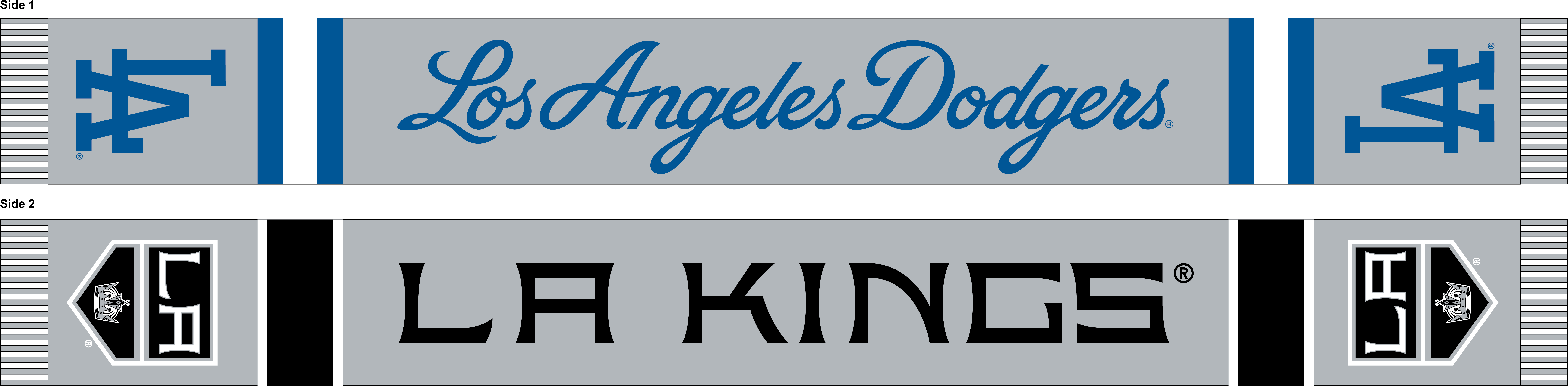 Kings Night Scarf - La Dodgers La Kings Scarf (9905x2449), Png Download