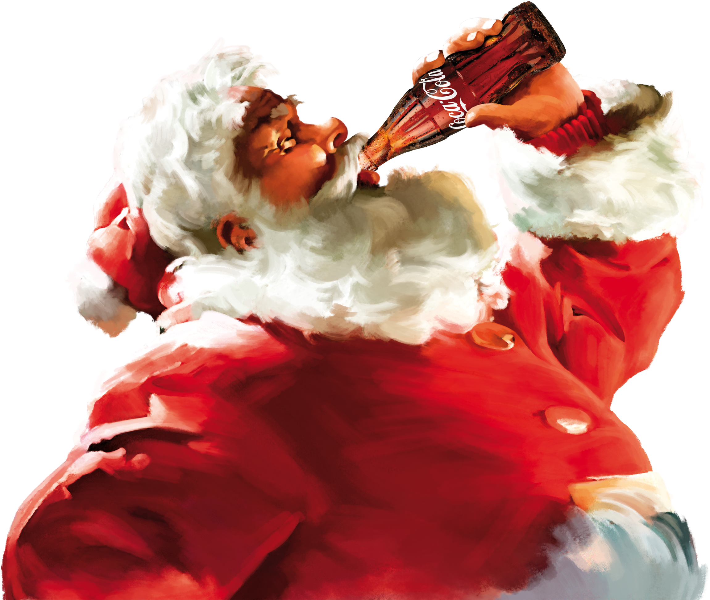 The Large Santa With A White Beard And Red Clothing - Santa Claus Drinking Coca Cola (2500x1990), Png Download