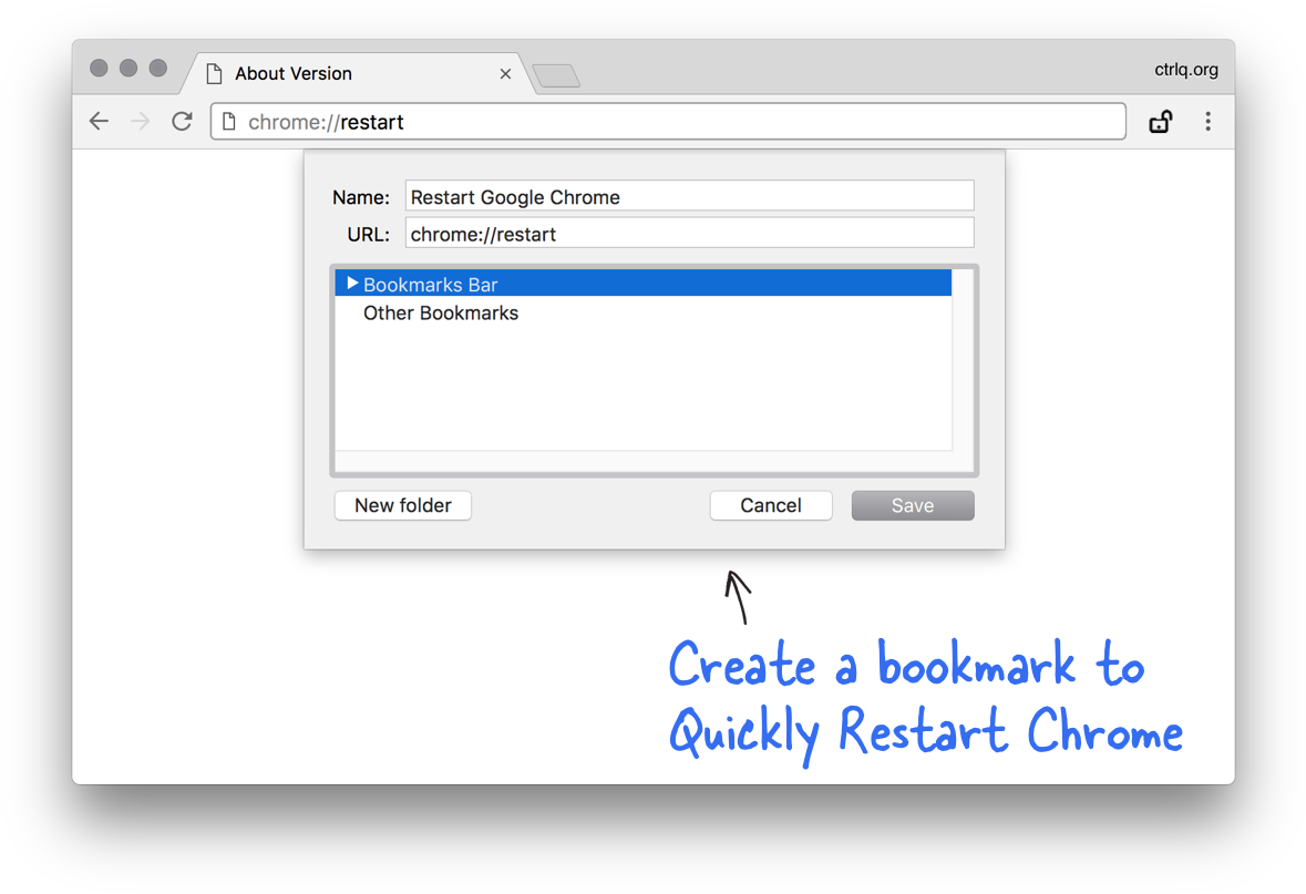 Bookmark To Restart Google Chrome - Google Chrome (1200x822), Png Download