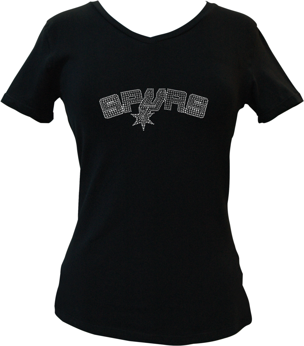 Official San Antonio Spurs Rhinestone V-neck Tee - Neckline (1057x1280), Png Download