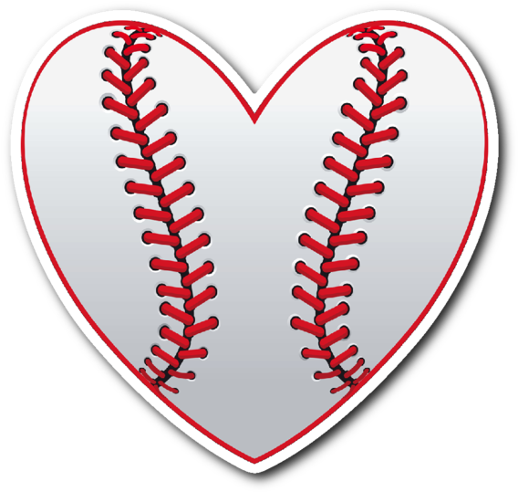 Love Baseball Vinyl Die Cut Sticker - Baseball Hearts (600x600), Png Download
