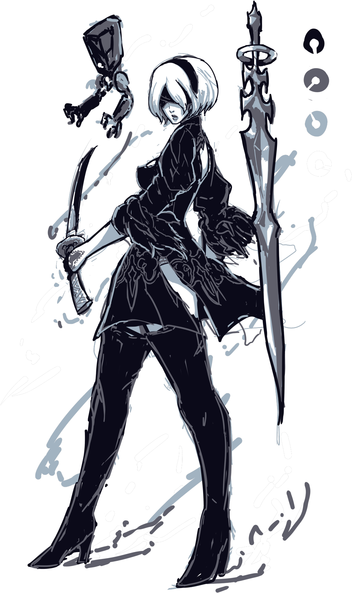 2 Type-b - Nier: Automata (1157x1920), Png Download