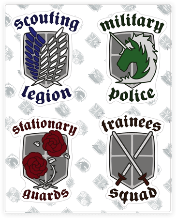 Attack On Titan Sticker/decal Sheet - Attack On Titan Crests (484x484), Png Download