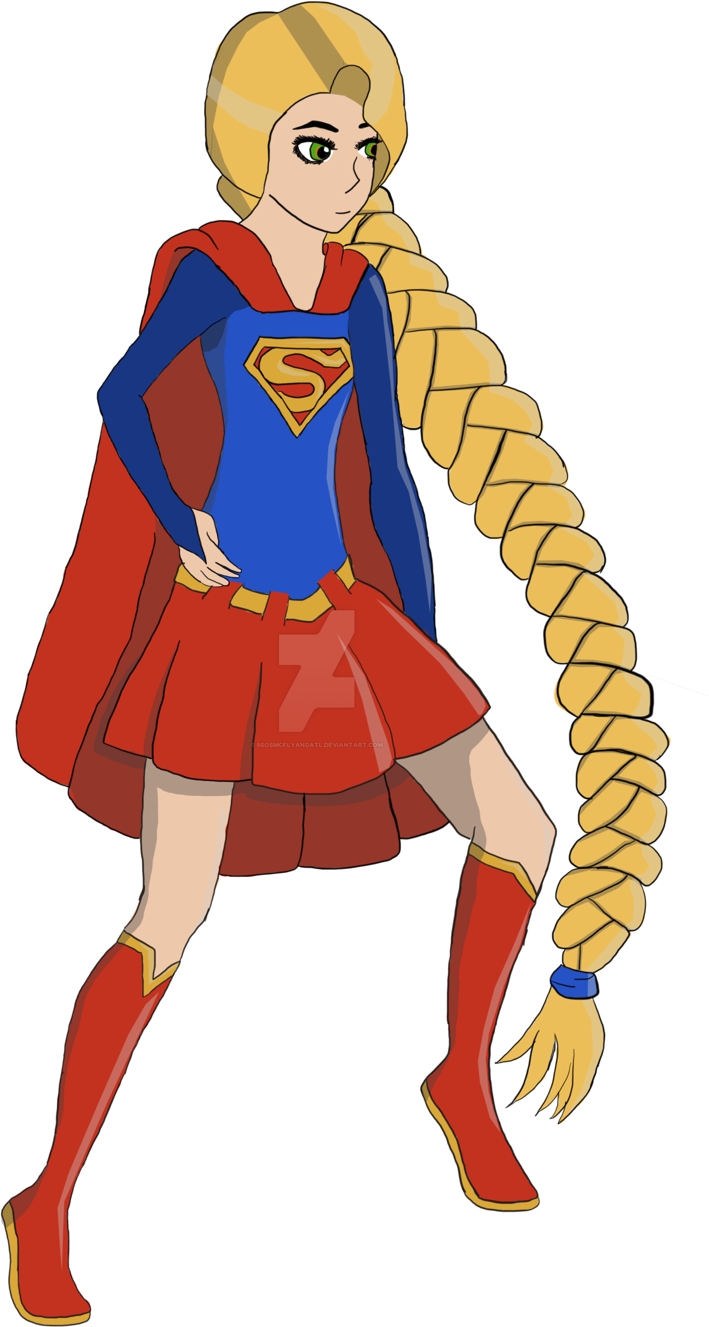 Brave Clipart Supergirl - Rapunzel As Supergirl (1600x2774), Png Download