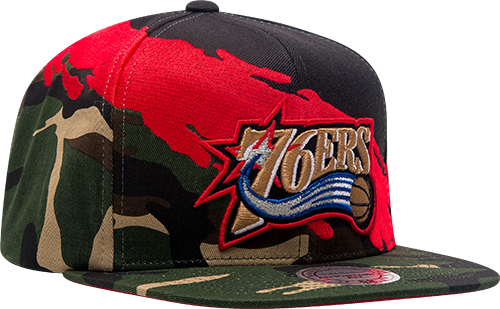 Mitchell & Ness Nba Philadelphia 76ers Camo Paint Snapback - Philadelphia 76ers (500x309), Png Download