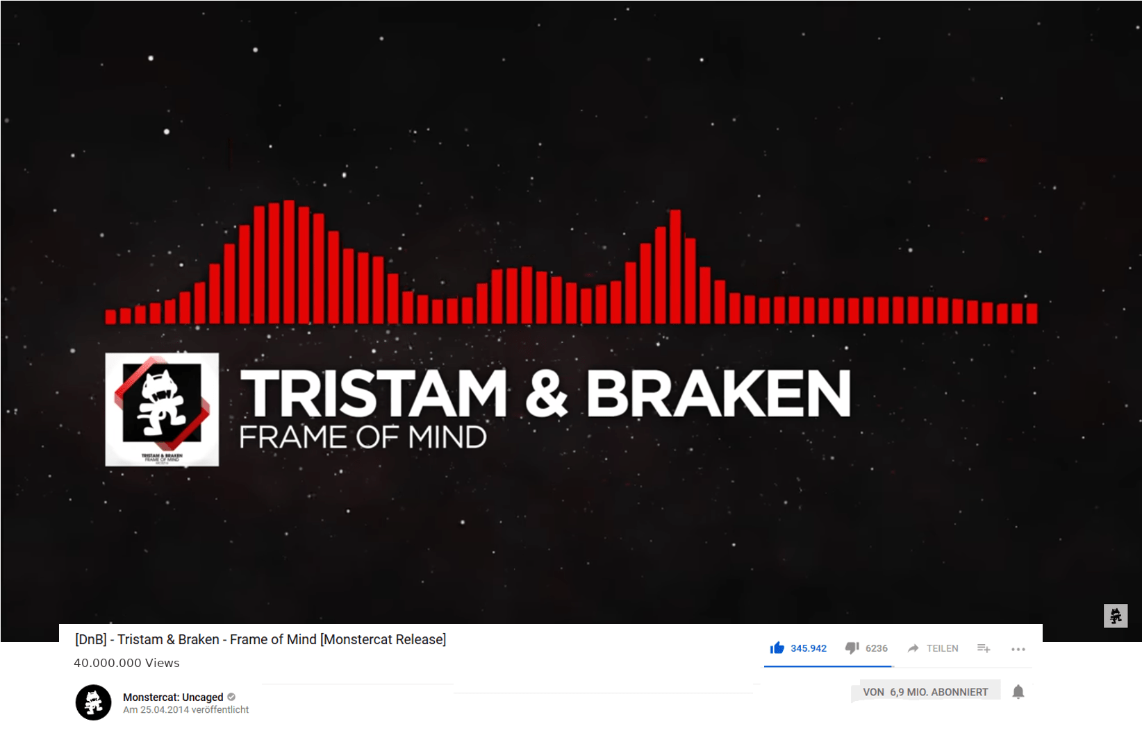 Frame Of Mind By Tristam Braken Reached 40 Million - Monstercat (1920x1080), Png Download