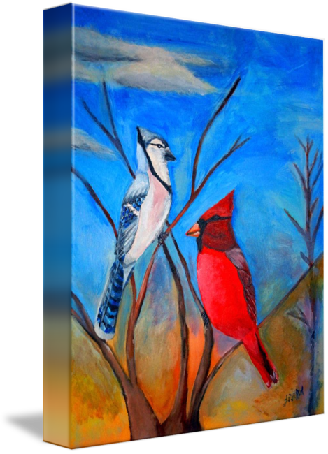Bluejay Drawing Cardinal Free Library - Cardinal And Blue Jay Drawing (469x650), Png Download
