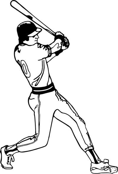 Baseball Player Clipart Black And White - Clip Art Baseball Batter (400x588), Png Download