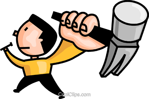Man Hammering A Nail Royalty Free Vector Clip Art Illustration - Man With Hammer Clip Art (480x321), Png Download